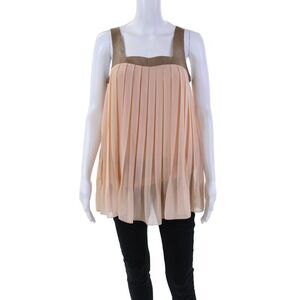 Siste's Womens Textured Square Neck Sleeveless Lined Tank Top Pink Size S